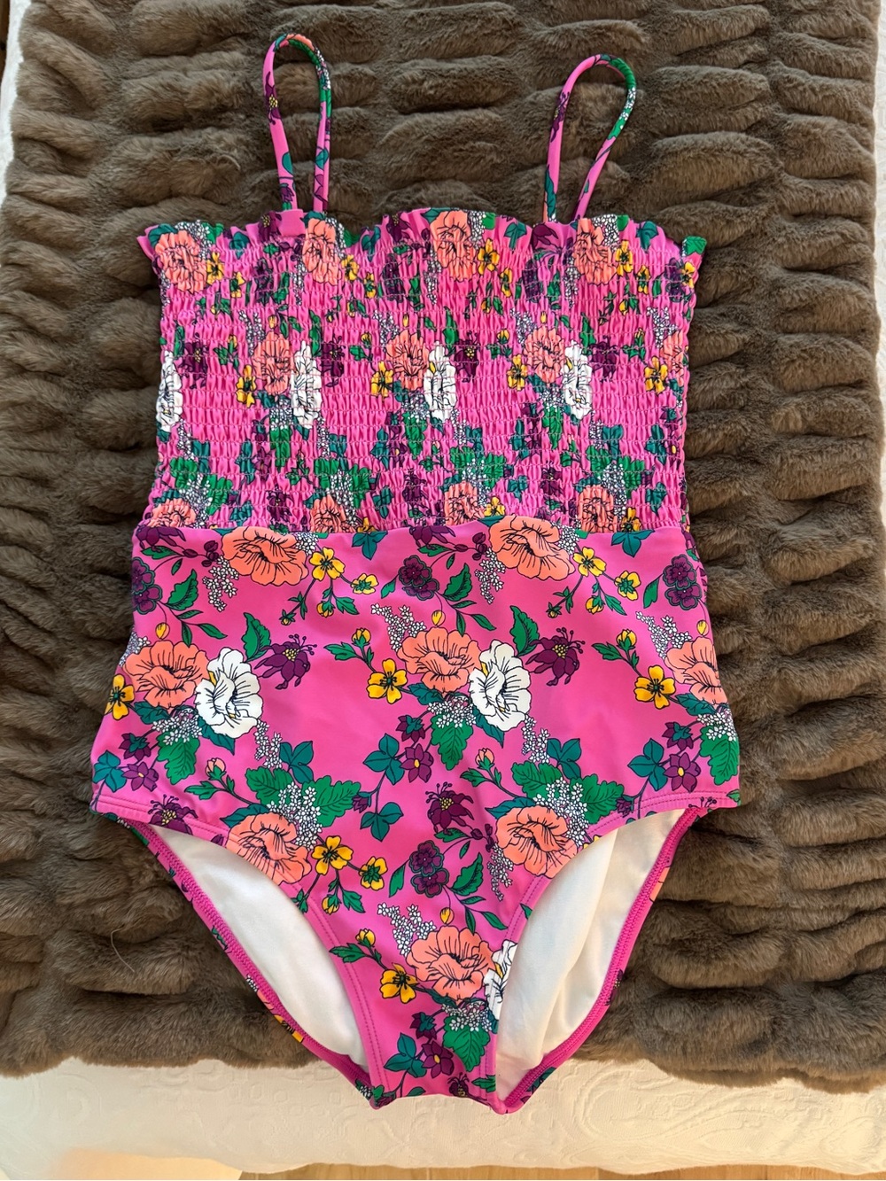 Girls Janie and Jack Pink Floral One-Piece Swimsuit
